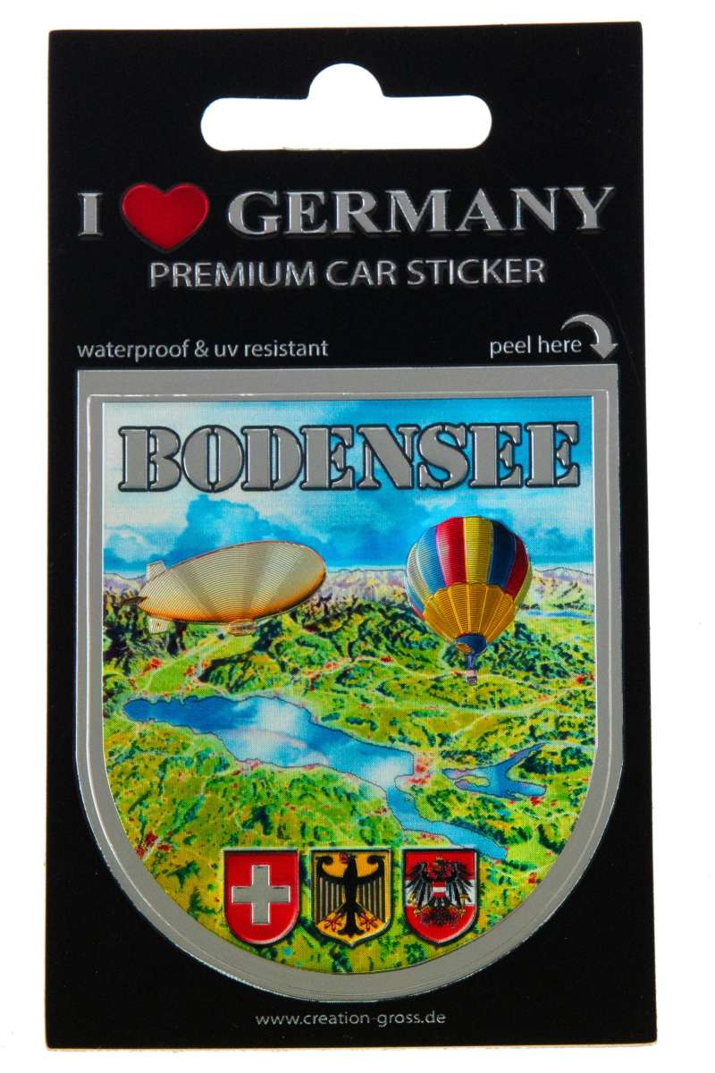 CG-0960420 AUTOSTICKER BODENSEE SILBER GEPR�GT UND GLITZERND, 6,8*6CM, MIT KARTE 12*7CM