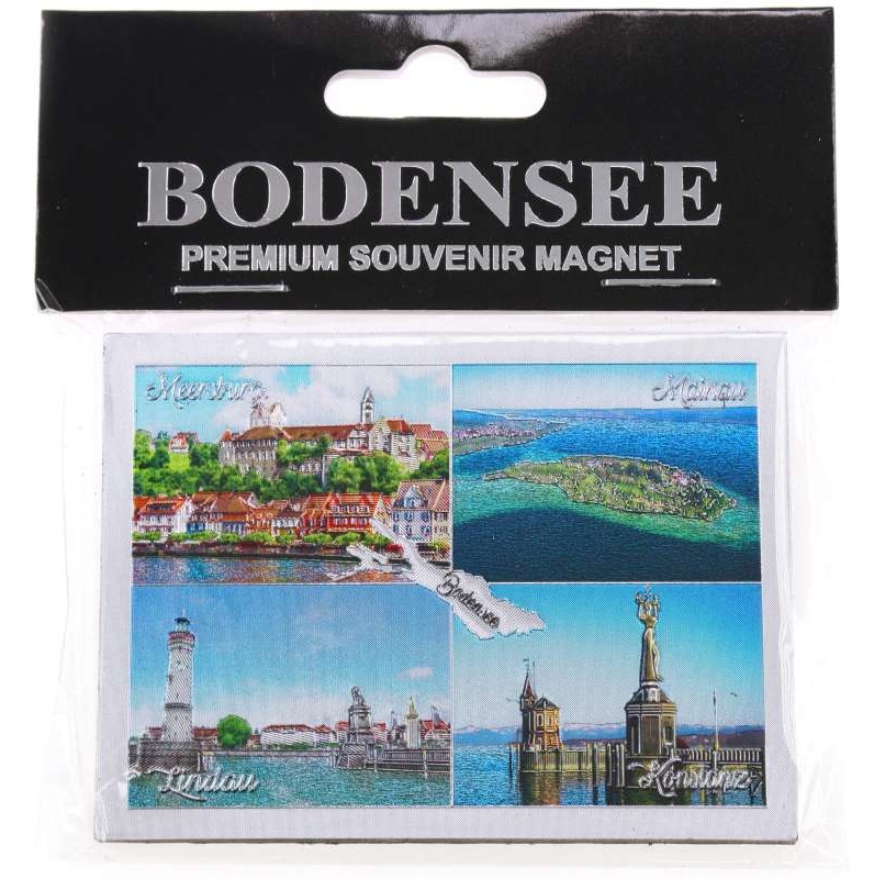 CG-0910070 MAGNET BODENSEE 4 ANSICHTEN, SILBER GEPR�GT UND GLITZERND, 7,5*5,5CM