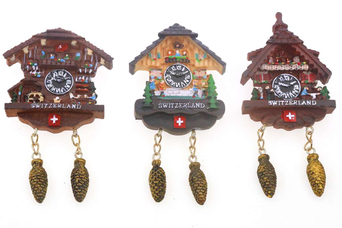 CG-6200034 MAGNET KUCKUCKSUHR SWITZERLAND MIT ZAPFENPENDEL H: 12CM