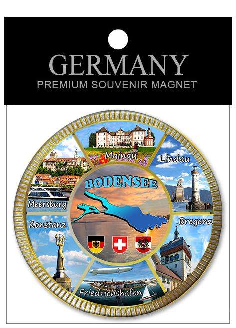 CG-0961160 RUNDER MAGNET BODENSEE SILBER GEPR�GT UND GLITZERND, � 7CM